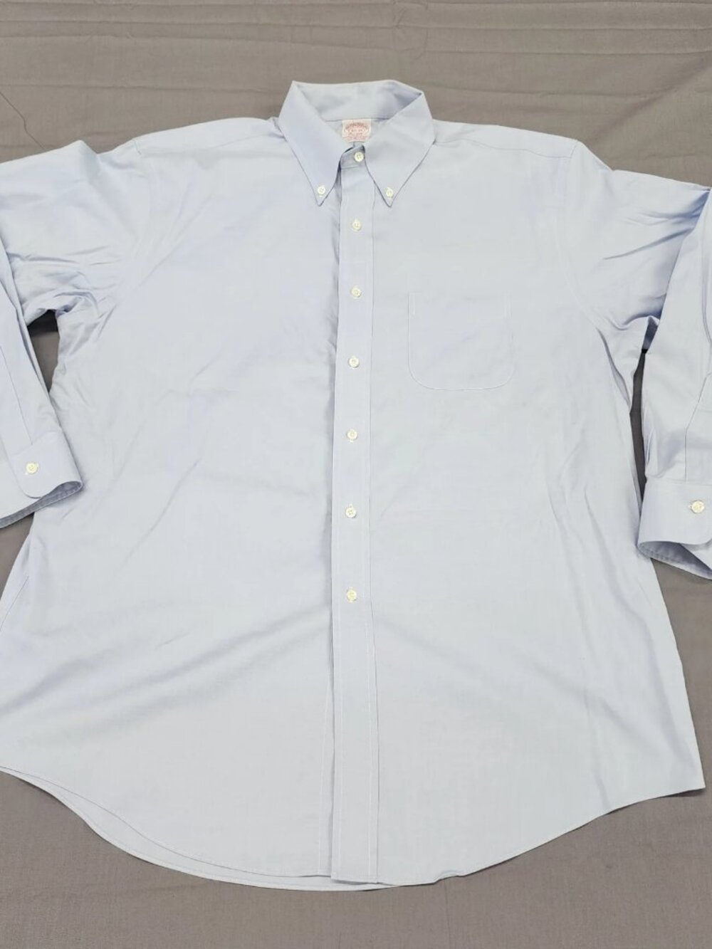 Brooks Brothers Madison Fit Non-Iron Dress Shirt Mens 16.5 34 Blue Supima Cotton
